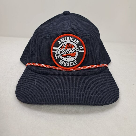 Chevrolet Camaro Z28 Hat American Muscle Circle Patch Navy Rope Corduroy Cap NWT - Picture 1 of 7